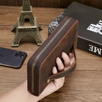 RETRO  CRAZY HORSE LEATHER LONG WALLET GB-9018